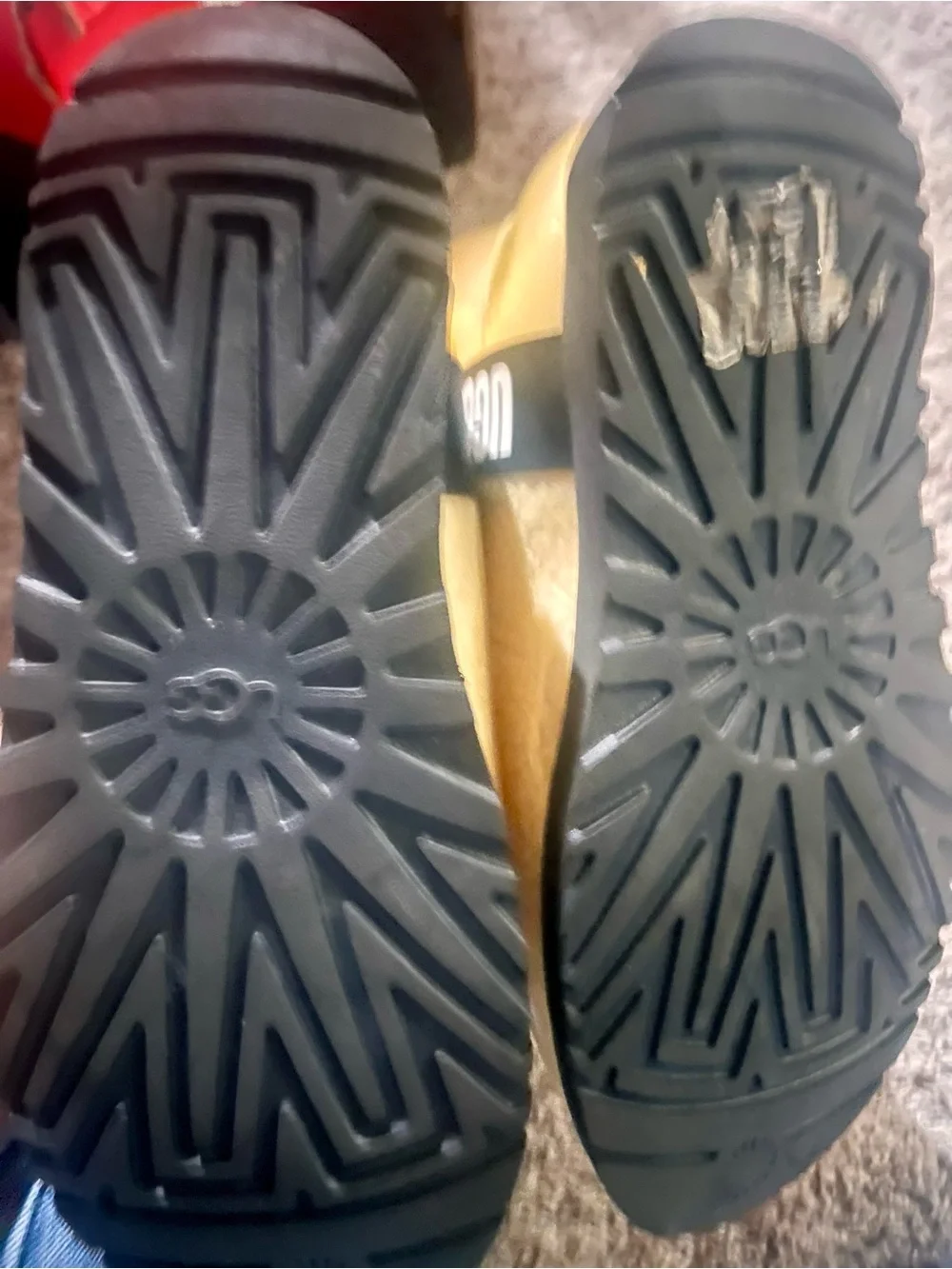 UGG Yellow Waterproof Short Rain Boot with Black Strap